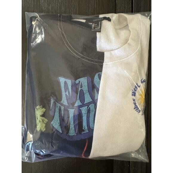 Forever 21 West Coast Vibes Split Graphic Print Sweatshirt Top Streetwear Size M - Picture 10 of 12